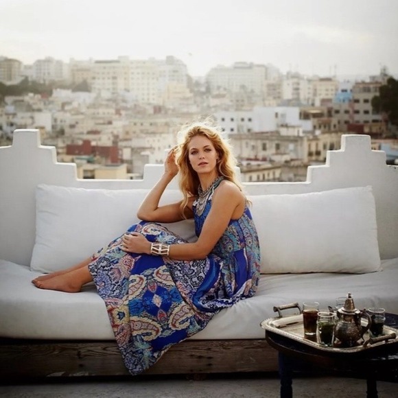 Ranna Gill Anthropologie Boteh
Jewel Beaded Maxi Dress Size 0 Blue Halter Neck - Picture 3 of 11